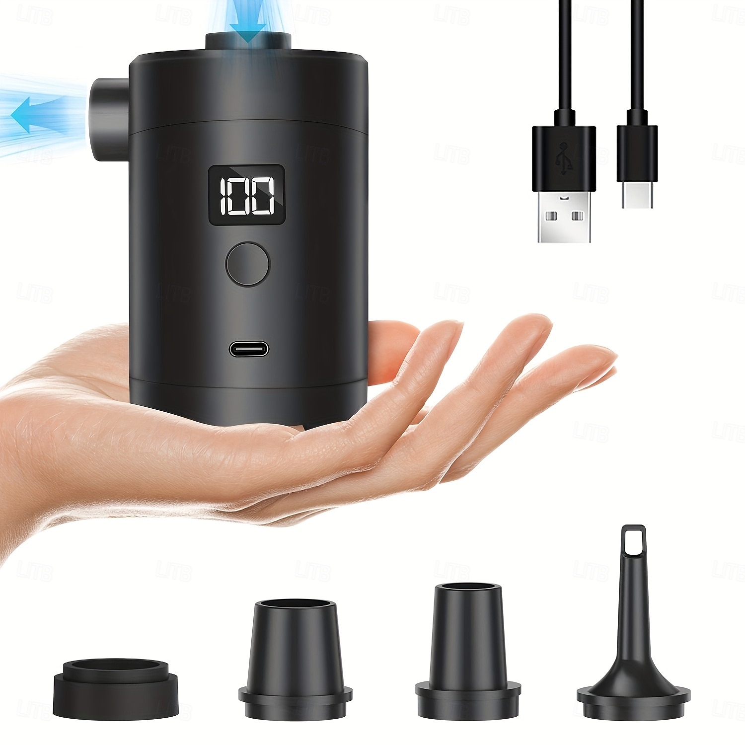 The Outdoor Portable Electric Air Pump Is Equipped With Four Inflatable Nozzles And USB Charging, Serving As Both An Inflator And Deflator. It Is Suitable For Air Mattresses, Boats, Camping Equipment 2026 - $32.99 –P1
