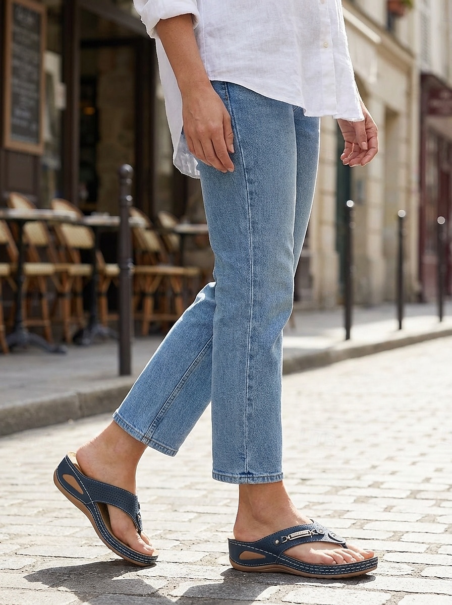 kvinnors komfortkil-thongsandaler, vadderade platåsandaler för sommarstrandpromenader 2026 - $24.99 –P2