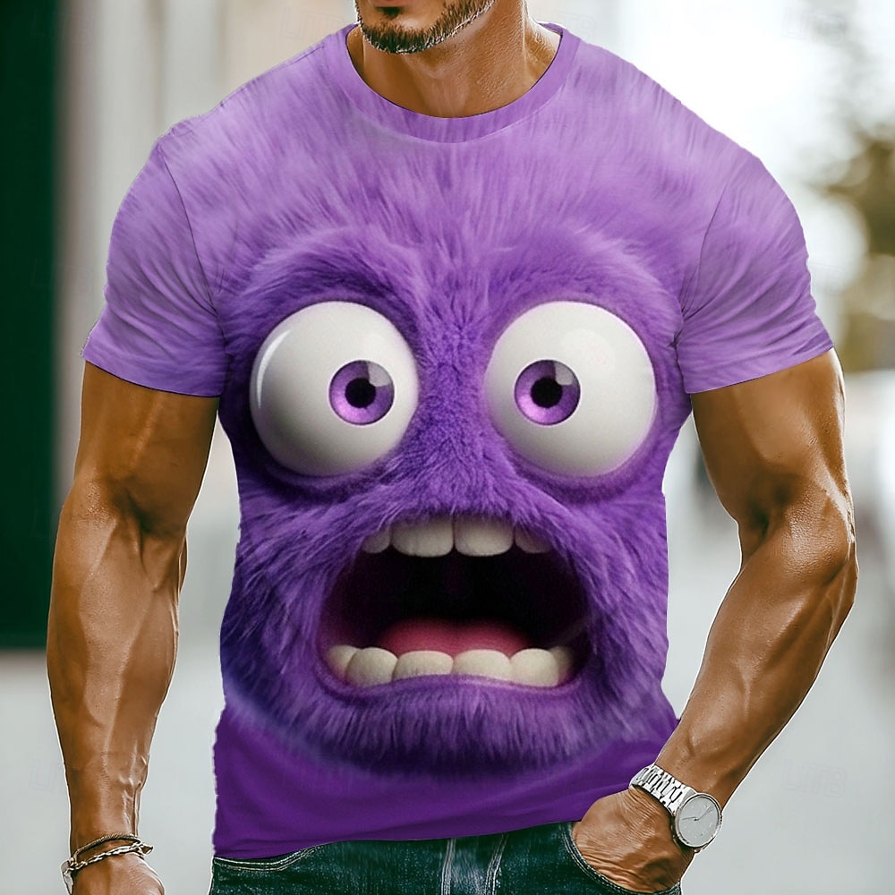 Herre Morsomme Emotes T-skjorte Kortermet T-skjorte 3D-print Rundhalset Mote Overdrevet Avslappet Daglig Gate Blå Lysegrønn Rød Sommer Vår Klær S M L XL XXL XXL 2026 - $18.99 –P1