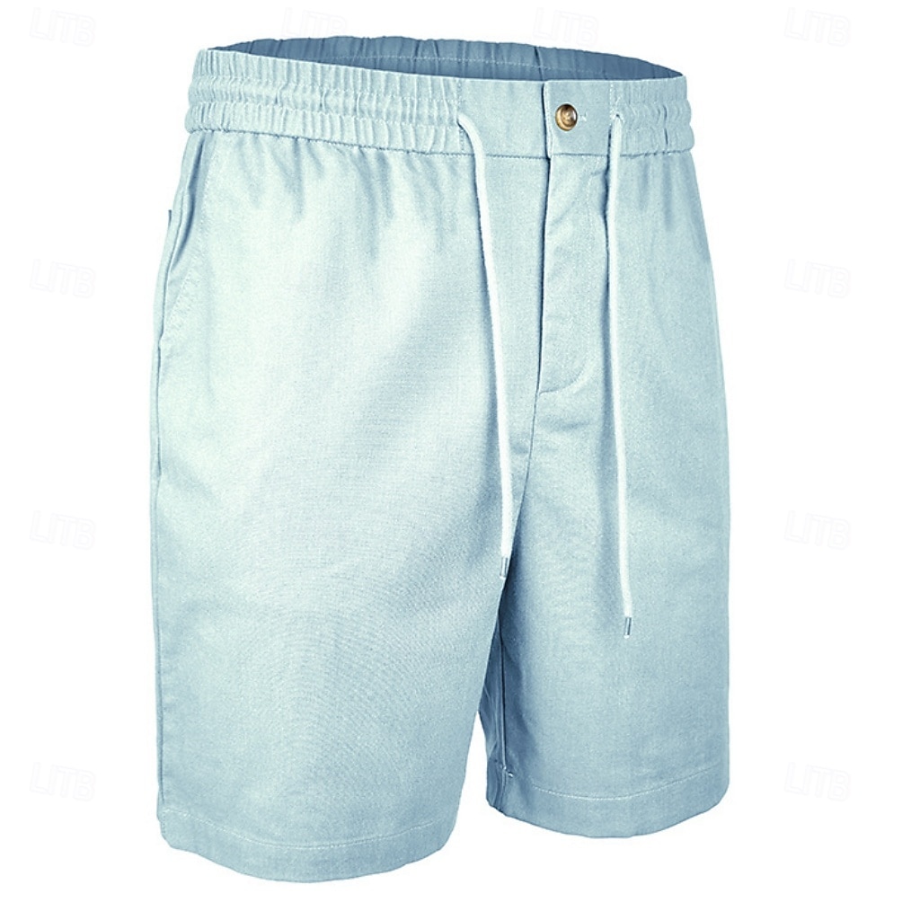 Men's Shorts Linen Shorts Summer Shorts Beach Shorts Drawstring Elastic Waist Plain Comfort Breathable Short Daily Outdoor Beach Vacation Fashion Blue Black Inelastic 2026 - $29.99 –P9