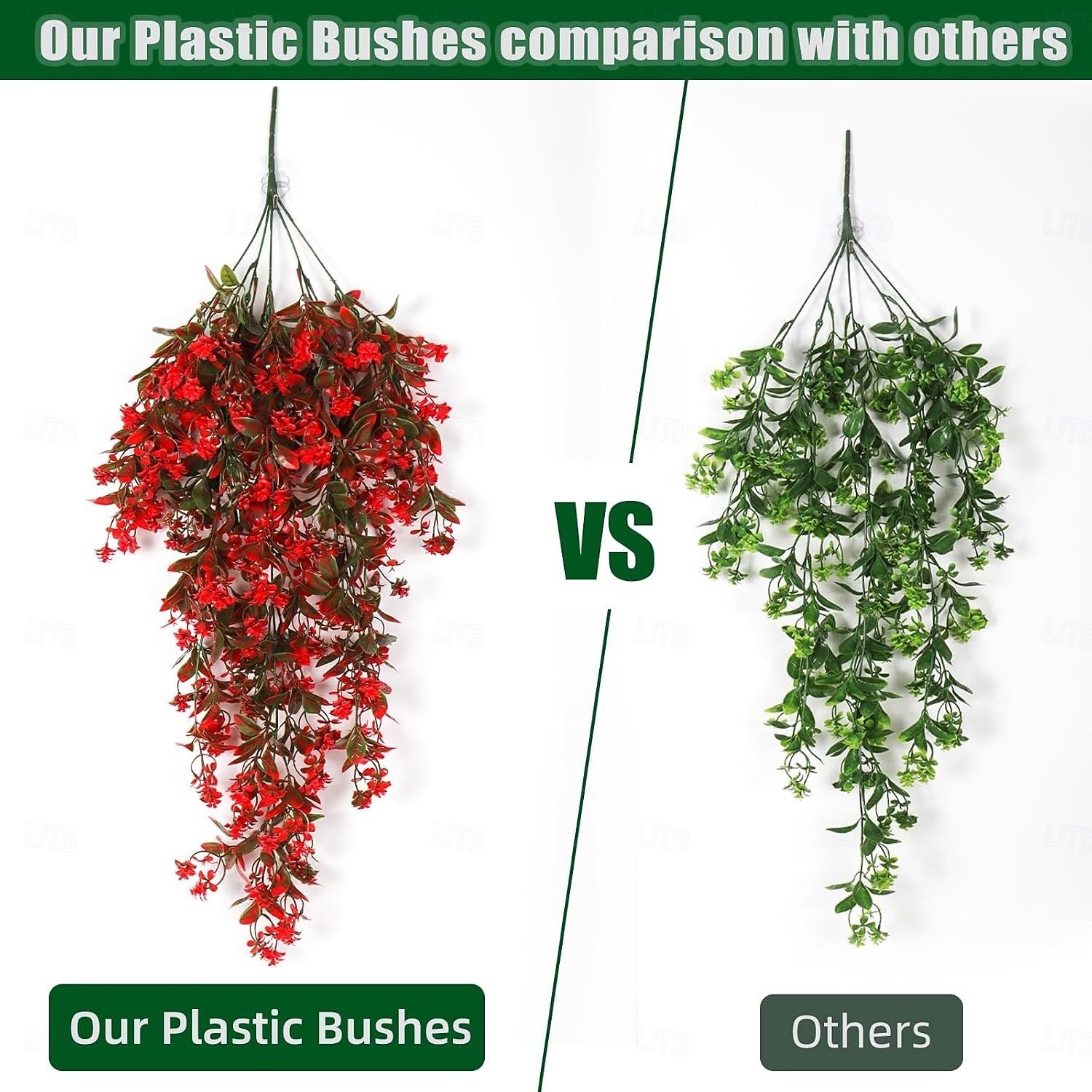 4 künstliche grüne Kunststoffblumen, künstliche Hängepflanzenranken, UV-beständig, geeignet für die Dekoration von Haus- und Gartenwänden, Büros, Hochzeiten, Partys und Hängekörben. 2026 - $21.99 –P11