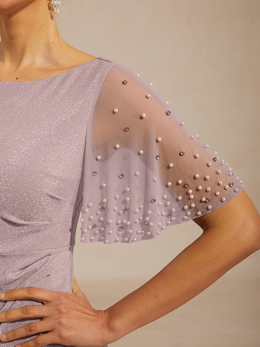 Damen Maxikleid A Linie Kleid Kleider mit Empire-Taille Elegant Flattrige Ärmel Hochzeitsgast Cocktailparty Glitzer Perlenbesetzt Strass Steine Normale Passform Einfarbig Kurzarm Rundhalsausschnitt 2026 - R$720.57 –P3
