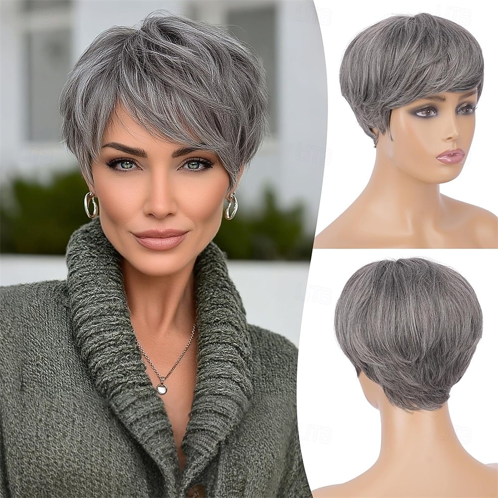 Pixie Cut Wigs Synthetic Short  Pixie Haircut Wig with Bangs Layered Wig Wavy Wigs for Women 2026 - $30.99 –P1