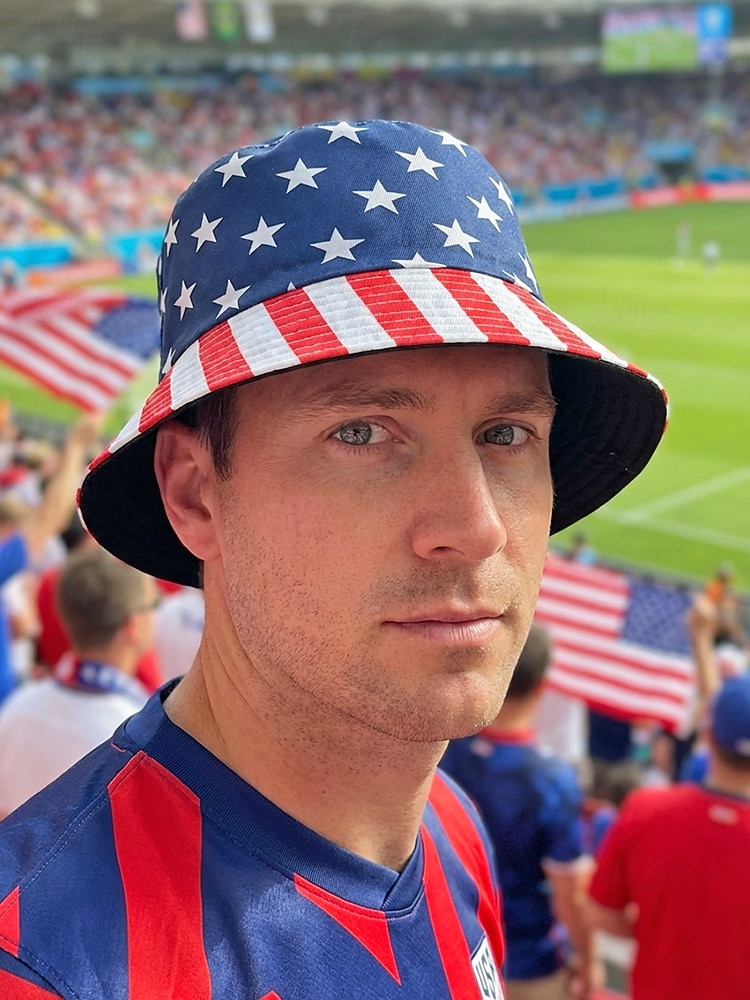 Wendbarer Herren-Fußballhut aus Polyester mit US-Flaggenmuster, leichte Kappe für Fans am Spieltag, für Anhänger, Freizeitsport und Outdoor-Aktivitäten 2026 - $11.99 –P2