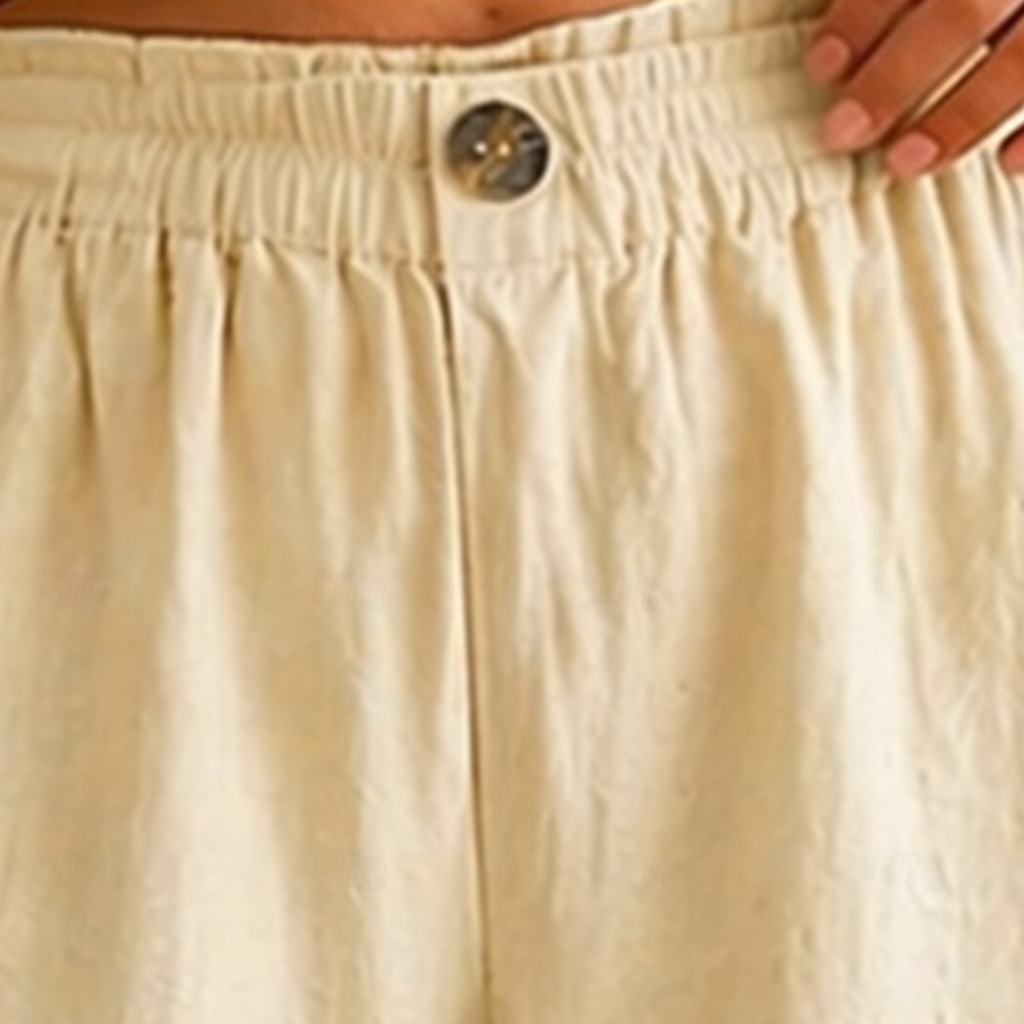 Mujer Pantalones cortos con tacto de lino Bermudas Pantalón corto Pantalones cortos de verano Vacaciones Moda Casual / Diario Longitud de la rodilla Alta cintura Color sólido Plano Bolsillo Cintura 2026 - $16.99 –P2