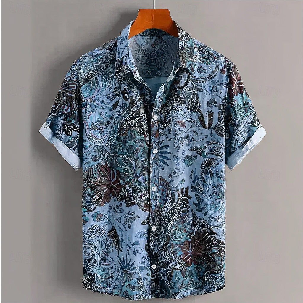 Men's Floral Print Bohemian Flowers Shirt Summer Shirt Button Up Shirt Short Sleeve Vintage Retro Casual Daily Holiday Summer Spring Turndown 3D Print Collared Shirts Blue Purple Khaki 2026 - $25.99 –P2