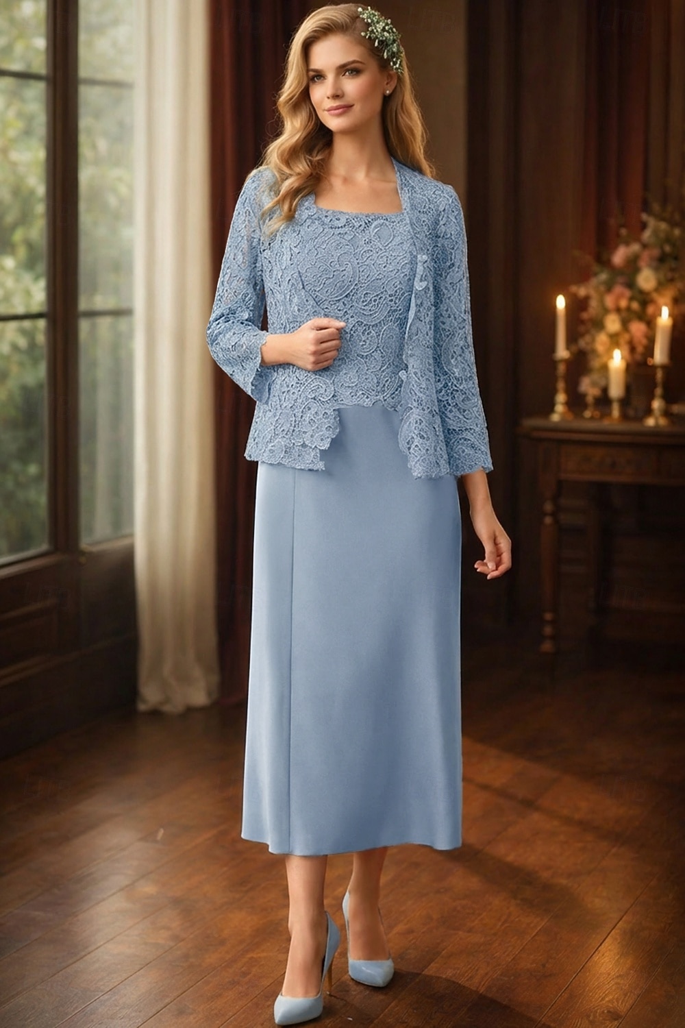 Conjuntos de vestidos Vestido de invitada de boda largo hasta el suelo Vestido de la madre de la novia Manga larga Cuello redondo Elegante Simple Invitada de boda con color sólido 2026 - $160.99 –P11