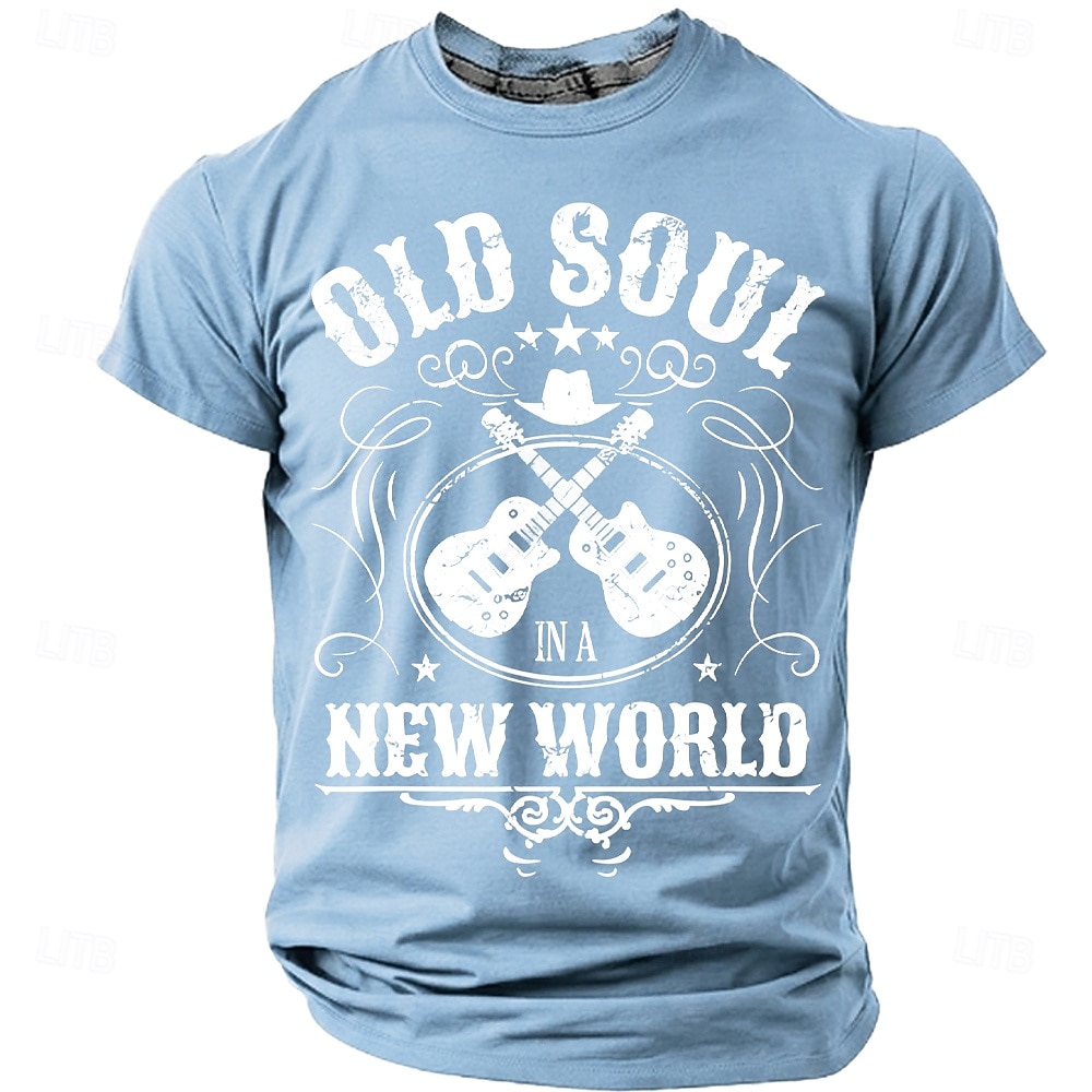 Men's Old Soul In A New World Crossed Guitars Cowboy Hat Stars Vintage Distressed Country Music Retro T Shirt Tee Graphic Regular Fit Casual Concert Gift Designer Clothing Apparel S M L XL XXL XXXL 2026 - $18.99 –P11