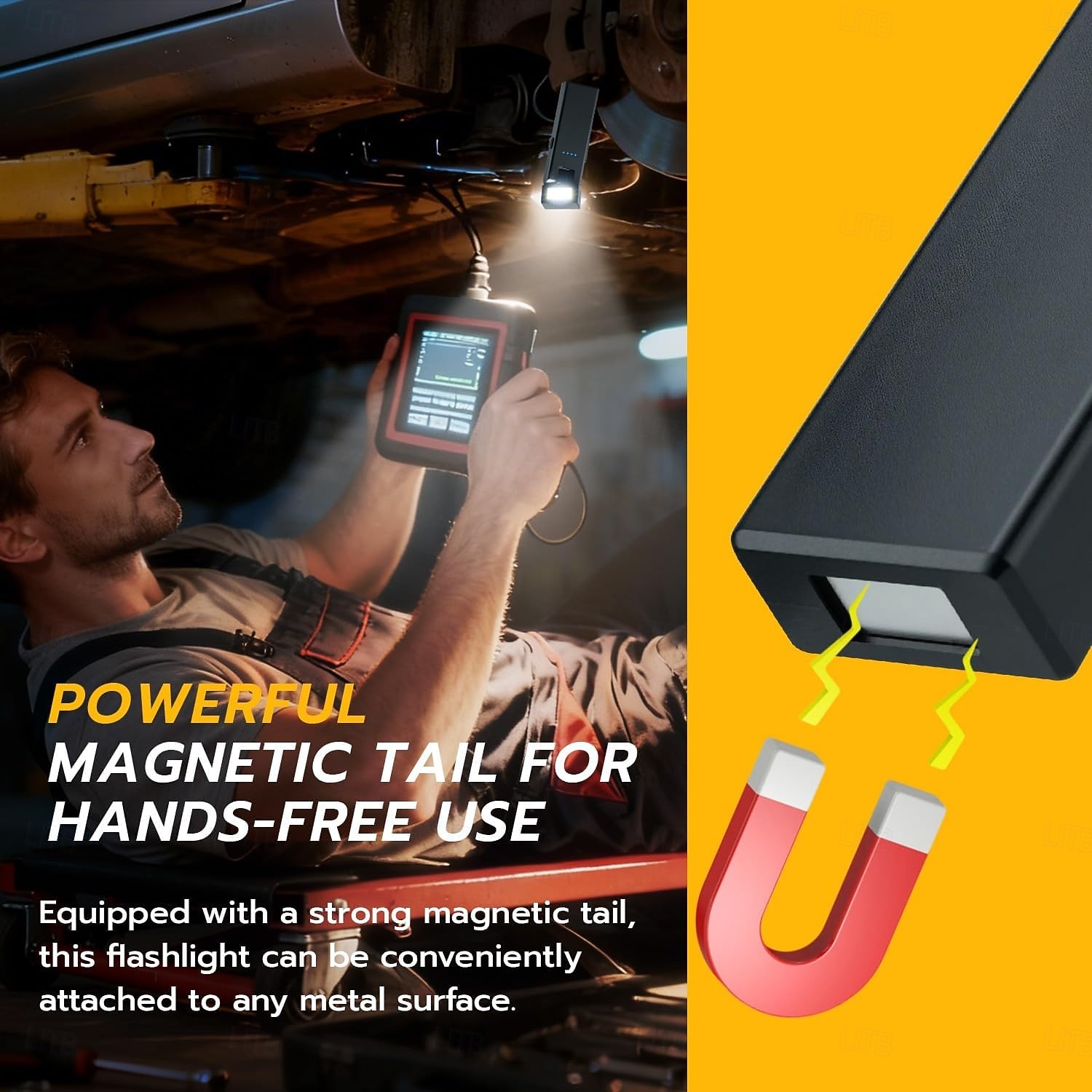 Lanternă magnetică de lucru, lanternă LED portabilă reîncărcabilă rotativă cu design cu clips, lanternă cu 3 moduri de iluminare pentru reparații auto, camping, muncă și urgențe 2026 - $17.99 –P2
