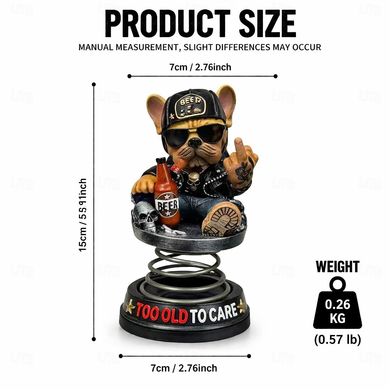 Too Old To Care Dashboard Bobblehead, Handmade Resin French Bulldog Biker Figurine Funny  Gift for Dad to Old Man Office Car Decor Gift, Handmade Collectible 2026 - $25.99 –P5