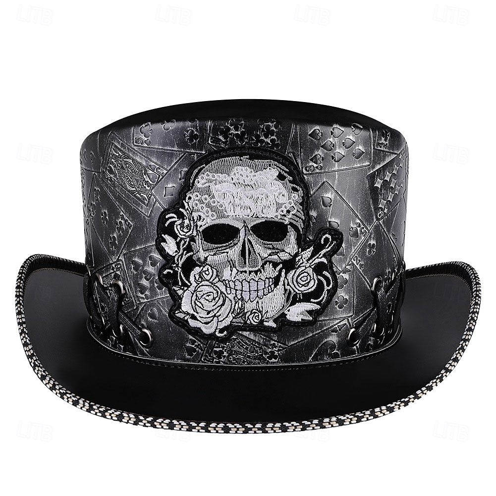 Punk & Gothique Médiéval Steampunk Haut-de-forme Médecin de la peste Fleuri Crâne Déguisement Homme Fantaisie Halloween Carnaval Performance LARP Foire de la Renaissance Adulte Chapeau de 2026 ? $34.99 –P1
