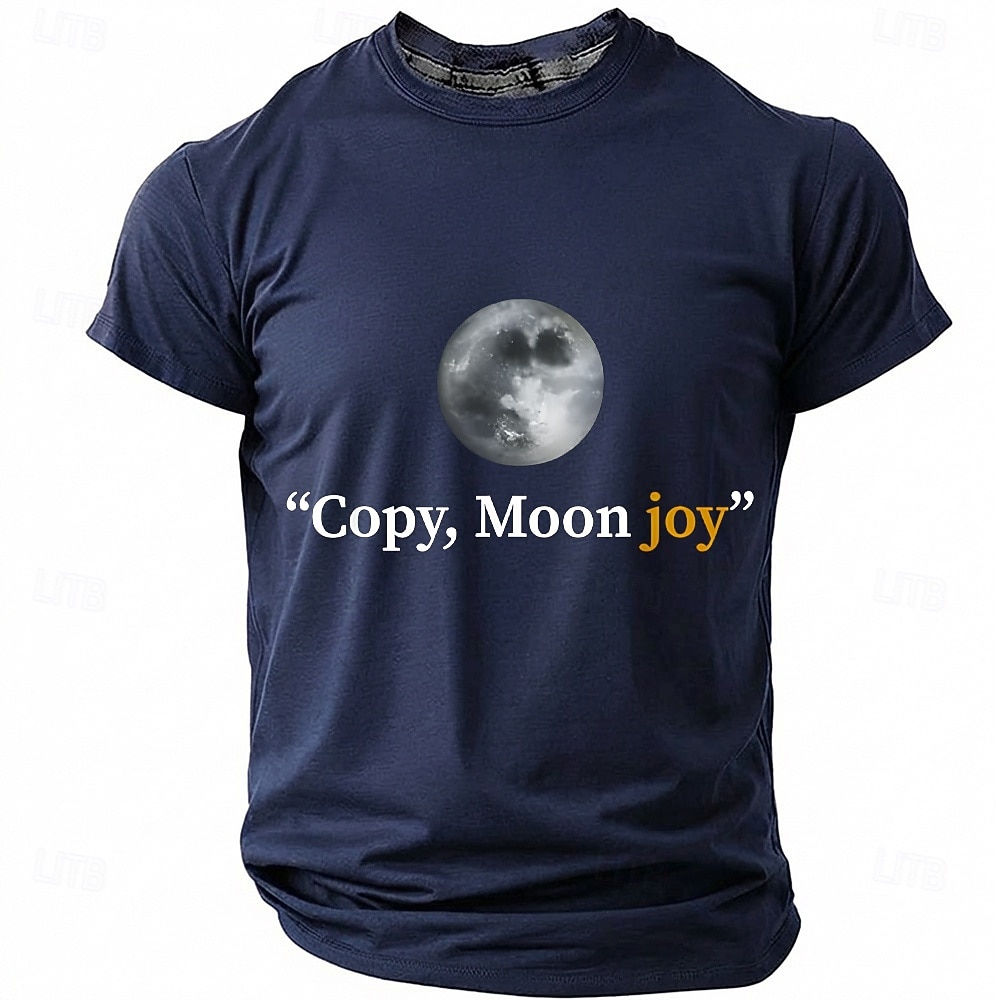 Men's "Copy, Moon joy" Full Moon Graphic T Shirt Short Sleeve Crew Neck Astronomy Space Lover Sarcastic Humor Quote Teal Blue Relaxed Fit Birthday Gift Designer Clothing Apparel 2026 - $18.99 –P3