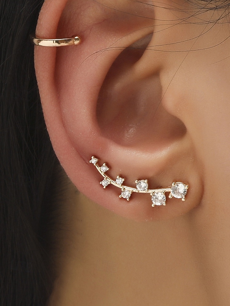 Women's Boho Alloy Ear Cuff Set, Multi Style Crystal Clip On Earrings for Beach Vacation, Summer Resort and Everyday Casual Wear 2026 - $8.39 –P7