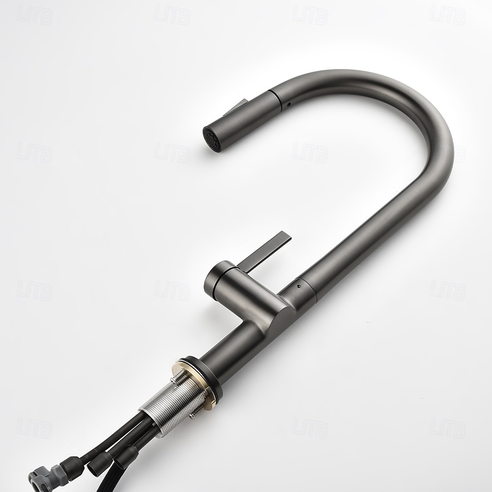 Кухонный смеситель с выдвижным распылителем, однорычажный смеситель с высоким изливом для мойки, прочная латунная конструкция, двухфункциональная распылительная головка, простая установка. 2026 - $216.99 –P47