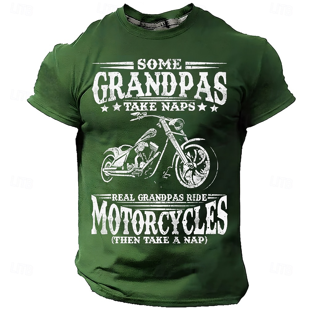 بعض الأجداد يأخذون قيلولة، والأجداد الحقيقيون يركبون الدراجات النارية. تي شيرت رجالي برسومات فكاهية، بأكمام قصيرة ورقبة دائرية، مناسب للارتداء اليومي، متوفر بمقاسات S، M، L، XL، XXL، XXXL. 2026 - RON 88.6 –P5
