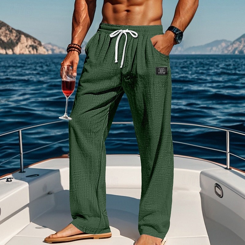 Per uomo Pantaloni Pantaloni Estivi Pantaloni da Spiaggia Coulisse Elastico in vita Gamba Dritta Semplice Comodità Traspirante Lunghezza intera Casuale Quotidiano Ferie Vacanza Moda Blu Nero del 2026 a $26.99 –P10