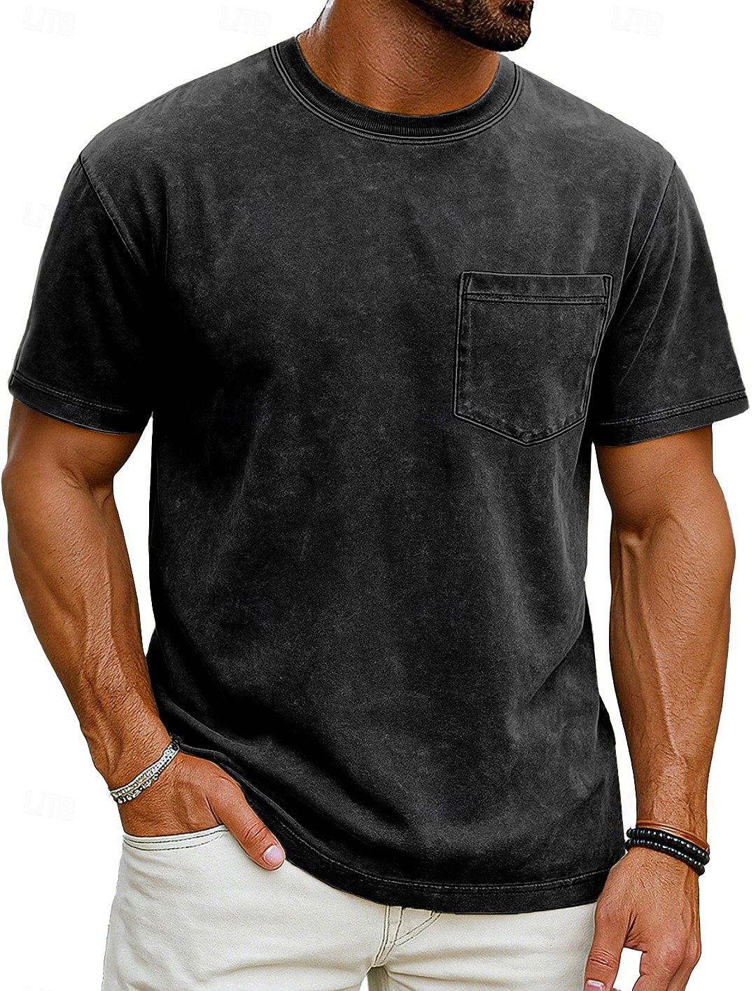 Per uomo Maglietta Camicia 100% cotone lavaggio acido Manica Corta Girocollo Estate Primavera Tutte le stagioni Tinta unica Elegante Vintage Neutro Tasca Tinto in capo angosciato Casuale Casa del 2026 a $20.99 –P5