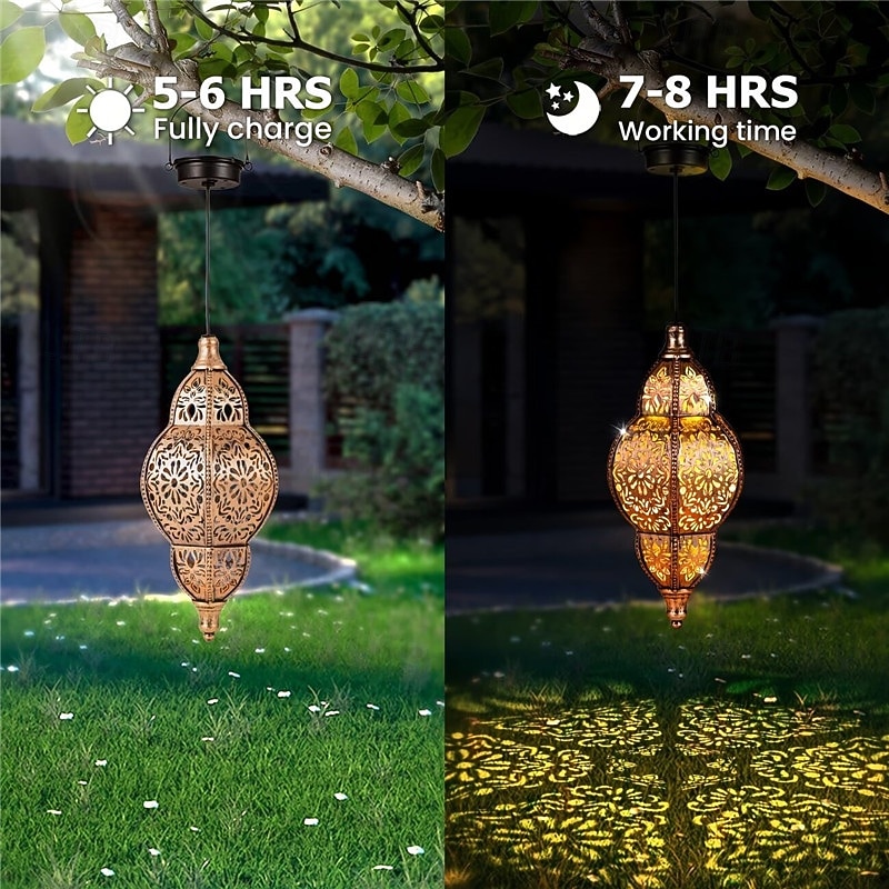 Moroccan Style Metal Solar Lantern Outdoor Hanging Solar Lamp Waterproof Light Suitable For Garden Lighting Decoration Of Terraces, Passageways, Courtyards, Porches And Backyards. Hanging Solar Lamp 2026 - $35.99 –P6