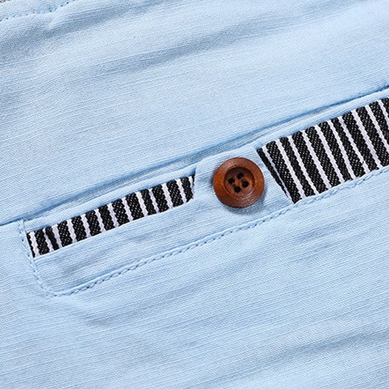 Men's Linen Pants Summer Pants Drawstring Elastic Waist Straight Leg Plain Comfort Breathable Full Length Casual Daily Beach Vacation Fashion Blue Black Inelastic 2026 - $29.99 –P3