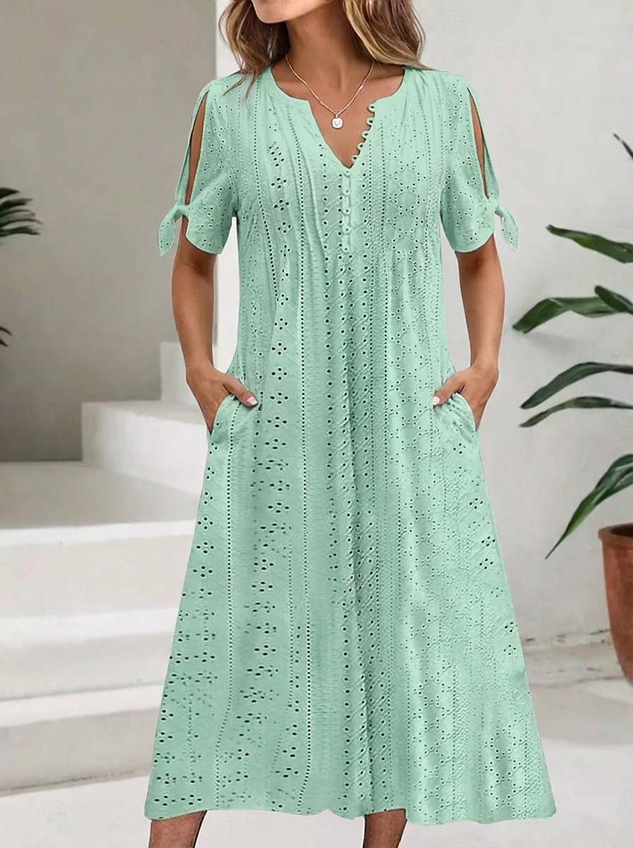 Γυναικεία Μίντι φόρεμα Φόρεμα Boho Φόρεμα σε γραμμή Α Καλοκαιρινό φόρεμα Φόρεμα με πλισέ Κομψό Μοντέρνα Μπόχο Causal Καθημερινά ΕΞΩΤΕΡΙΚΟΥ ΧΩΡΟΥ Χαλαρή Εφαρμογή Σκέτο Κοντομάνικο Λαιμόκοψη V 2026 - $26.99 –P6