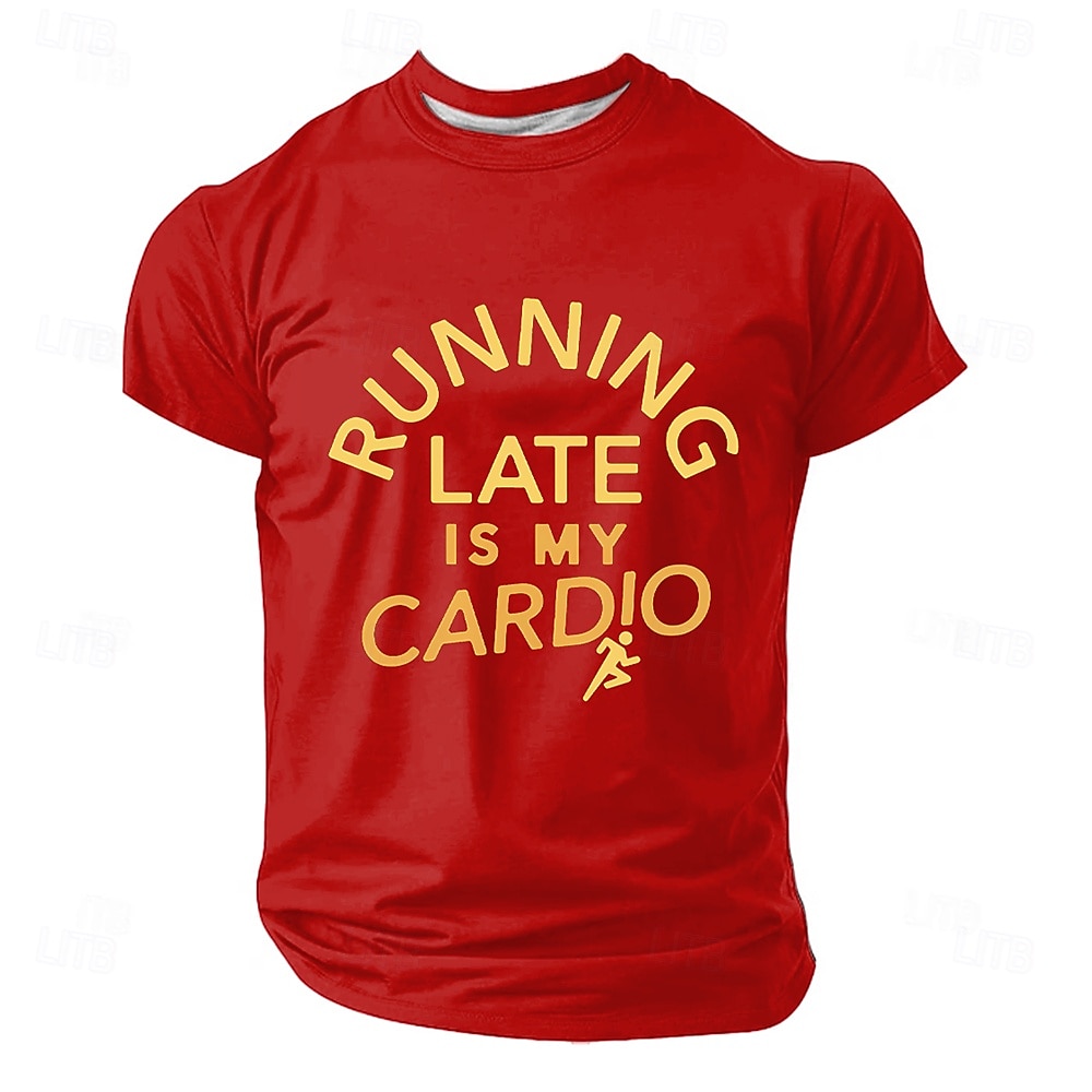 Camiseta con estampado de humor sarcástico y divertido para hombres que llegan tarde, ideal para mi entrenamiento cardiovascular. Camiseta de manga corta con cuello redondo y estampado gráfico. Ideal 2026 - $19.99 –P1