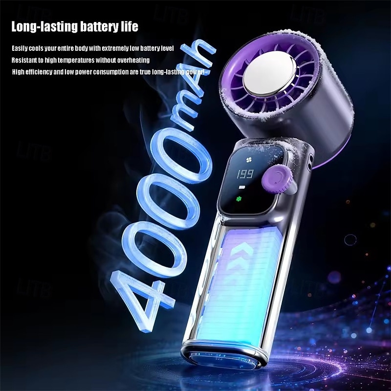 2026年 冷風を送るハンディファン、199段階の風量調節が可能なポータブルミニファン（LEDディスプレイ付き）、折りたたみ式USB充電式小型ファン（旅行、スポーツ、キャンプに最適）、高速パーソナル冷却  コレクション – $27.99 –P7