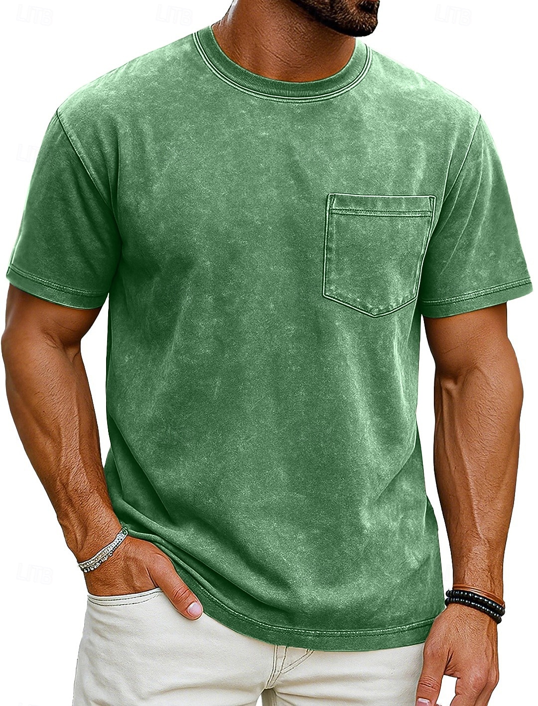 Per uomo Maglietta Camicia 100% cotone lavaggio acido Manica Corta Girocollo Estate Primavera Tutte le stagioni Tinta unica Elegante Vintage Neutro Tasca Tinto in capo angosciato Casuale Casa del 2026 a $20.99 –P3