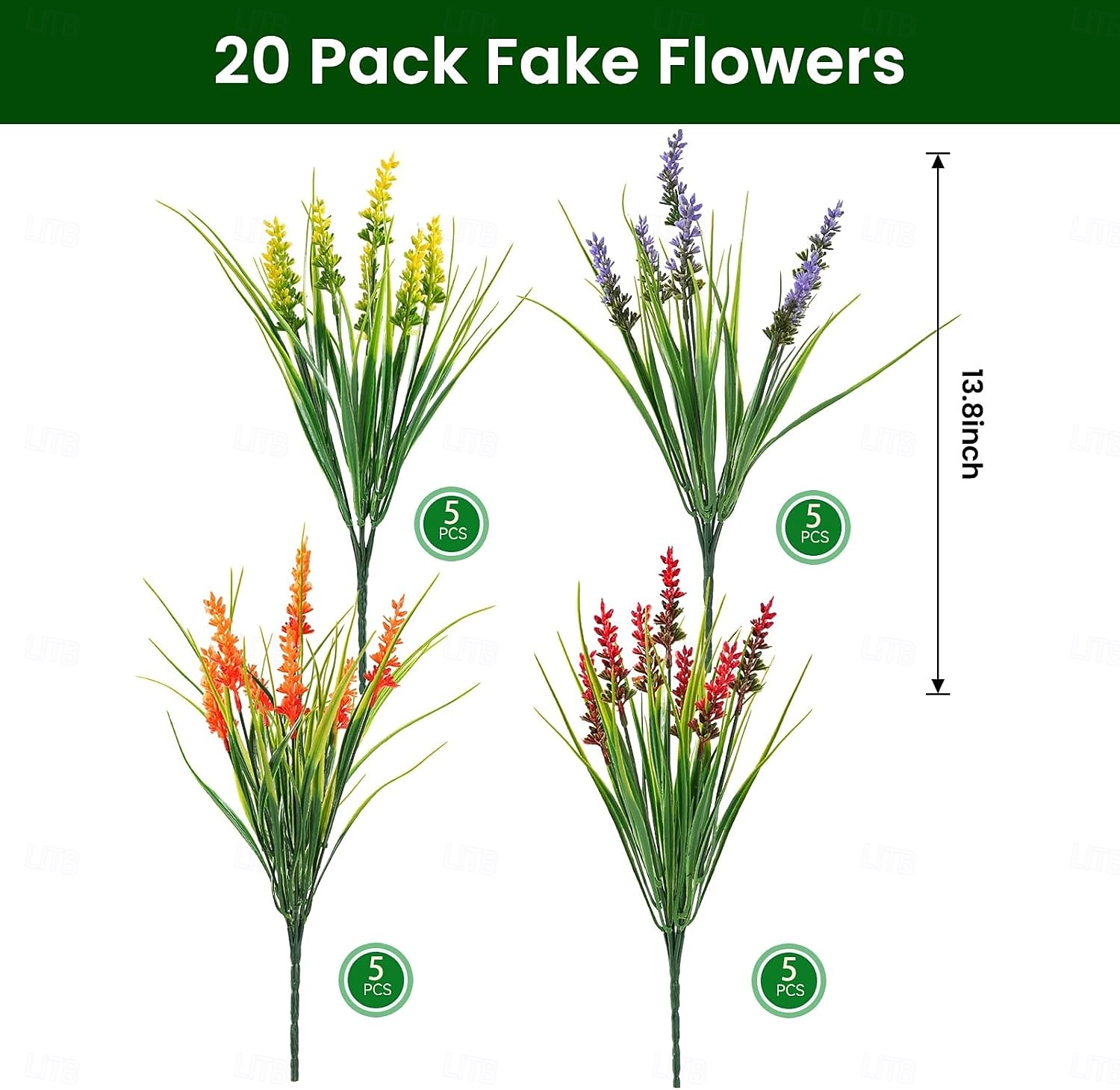 8 Bundles Artificial Plants Outdoor, UV Resistant Fake Flowers ...