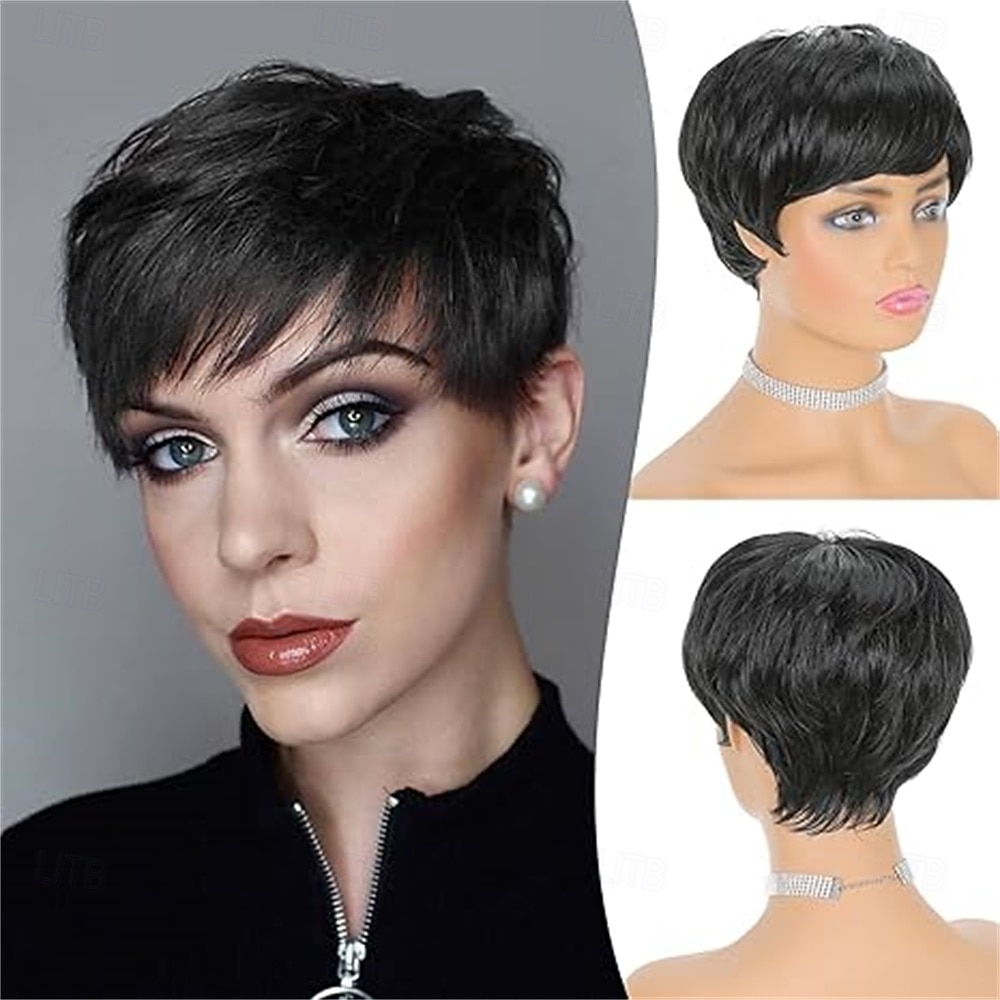 Pixie Cut Wigs Synthetic Short  Pixie Haircut Wig with Bangs Layered Wig Wavy Wigs for Women 2026 - $30.99 –P2