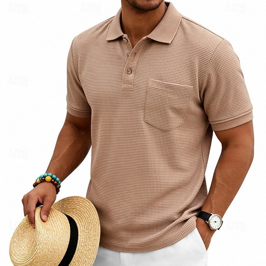 Per uomo Magliette Polo a Nido d'Ape Polo Casuale Streetwear Bavero Manica Corta Essenziale Moderno Semplice Tasca Leggero Estate Primavera Vestibilità regolare Nero Bianco Blu marino Verde scuro del 2026 a $21.99 –P12