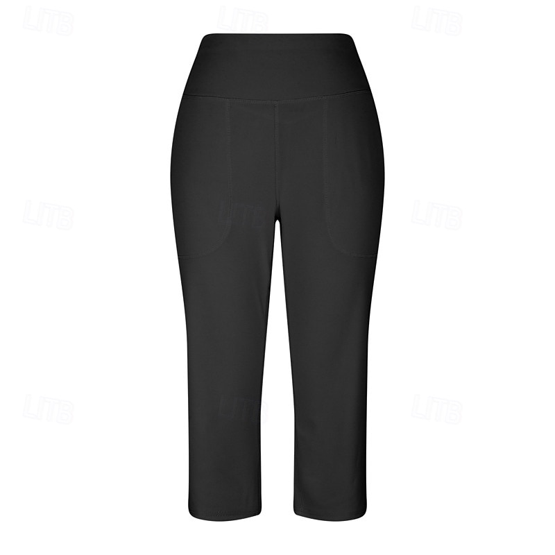 Women's Wide Leg Chinos Vacation Classic Style Basic Capris High Waist Plain Pocket Comfy Comfort Soft Stretchy Casual Gym Yoga Apricot Black White Army Green Spring Regular Fit 2026 - $8.49 –P12