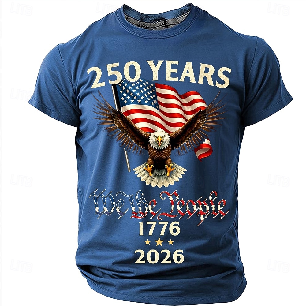 250 Years 1776 2026 We The People Men's Patriotic Bald Eagle American Flag Vintage USA Pride T Shirt Graphic Crew Neck Short Sleeve Independence Day Celebration Gift Designer Clothing Apparel 2026 - $18.99 –P15
