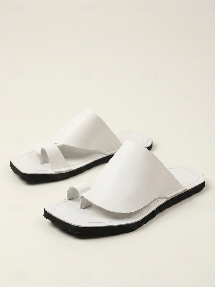 Witte herensandalen met gekruiste bandjes, lichtgewicht, open teen, comfortabele instapschoenen voor de zomer, casual minimalistische schoenen, perfect voor eiland- en cruisevakanties, strandvakanties en wandelingen in resorts. 2026 - $34.99 –P4