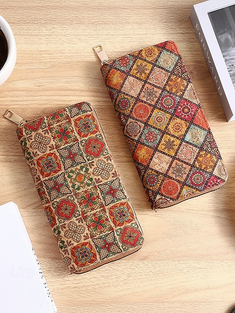 Dame-lommebok i bohemsk kunstskinn med lang lommebok, stor kapasitet og flere kortspor med glidelås rundt clutch i flere mønstre for shopping, daglig bruk og reiser 2026 - $11.99 –P1