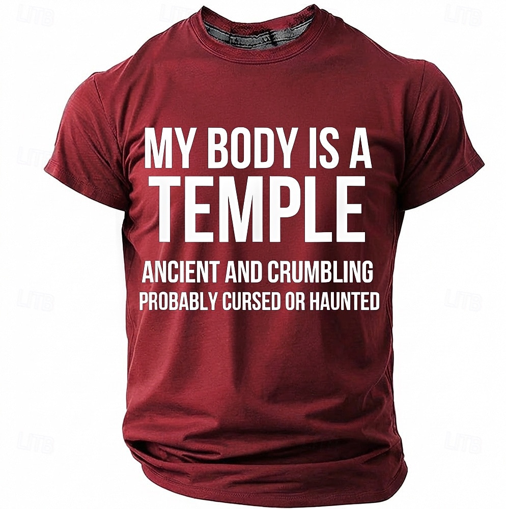 Corpul meu este un templu antic, blestemat, bântuit, tricou amuzant, sarcastic, cu umor, grafic, guler rotund, mânecă scurtă, cadou de ziua de naștere pentru el, cadou de glumă, haine de designer 2026 - $18.99 –P11
