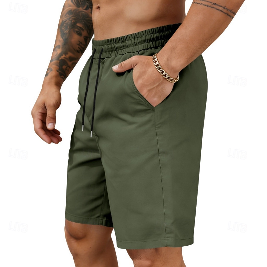 Voor heren Korte broek Casual korte broek Atletische korte broek Zak Elastische taille Effen Comfort Sneldrogend Knielengte Buiten Vakantie Modieus Streetwear blauw Zwart Inelastisch 2026 - $17.99 –P15
