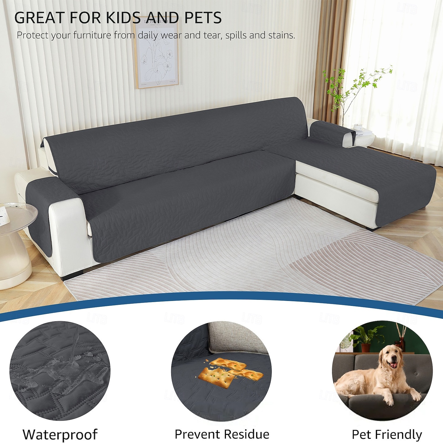 Waterdichte antislipmat voor huisdieren op de bank, duurzame chaise longue hoes, bankbeschermer, vlekbestendige meubelhoes voor honden en katten, geschikt voor de woonkamer, alle seizoenen. 2026 - $75.99 –P6