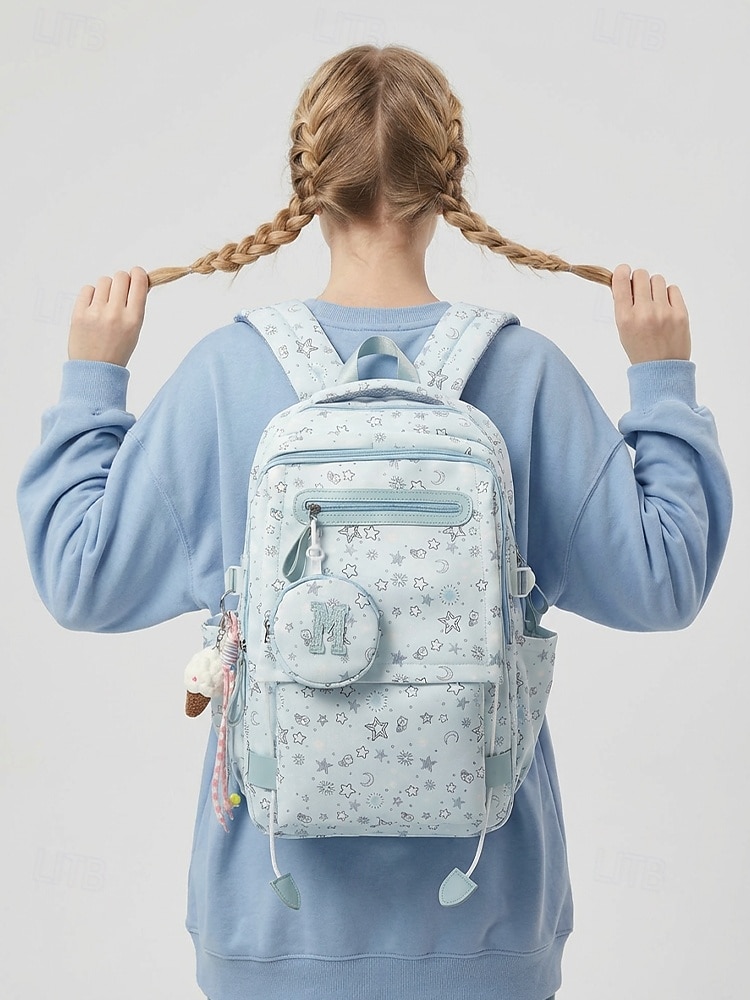 Women's Polyester Backpack, Multi-Color Star Print, Large Capacity, Adjustable Straps, Ideal for Back-to-School, Travel, Outdoor Sports and Everyday Casual Wear 2026 - $34.99 –P1