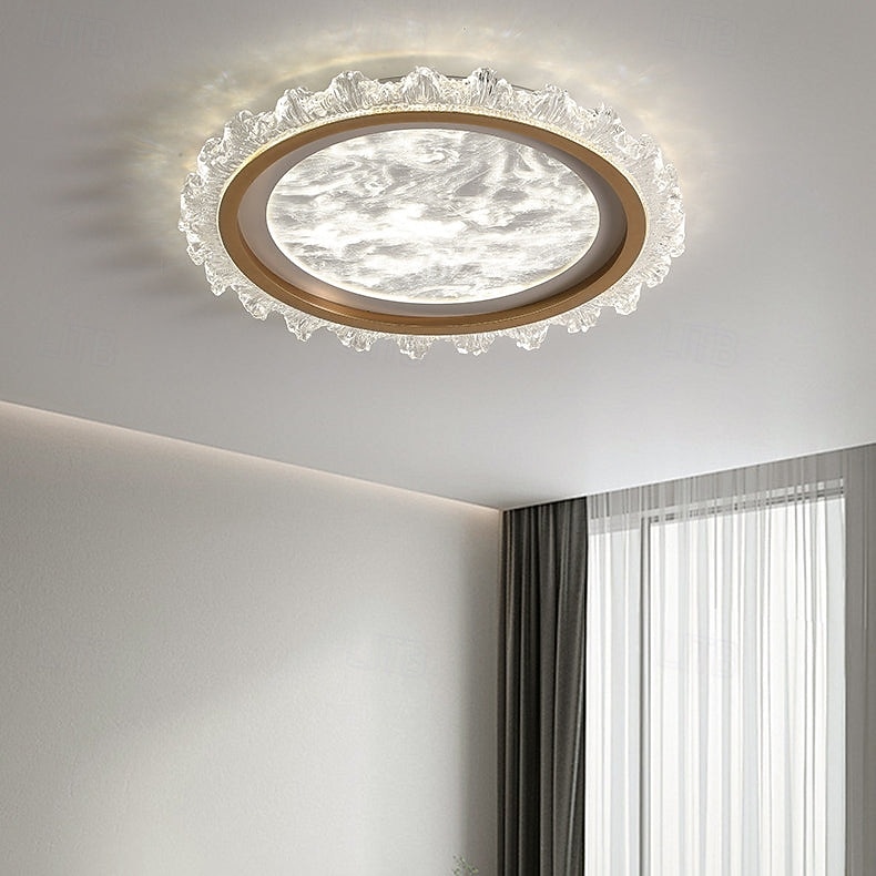 Modern Aluminum Ceiling Lamp, Round Acrylic LED Flush Mount Ceiling Light. Three-Color Dimming, Eye Protection, Round Design Close to Ceiling Fixture, for Bedroom Living Room 2026 - $194.99 –P3