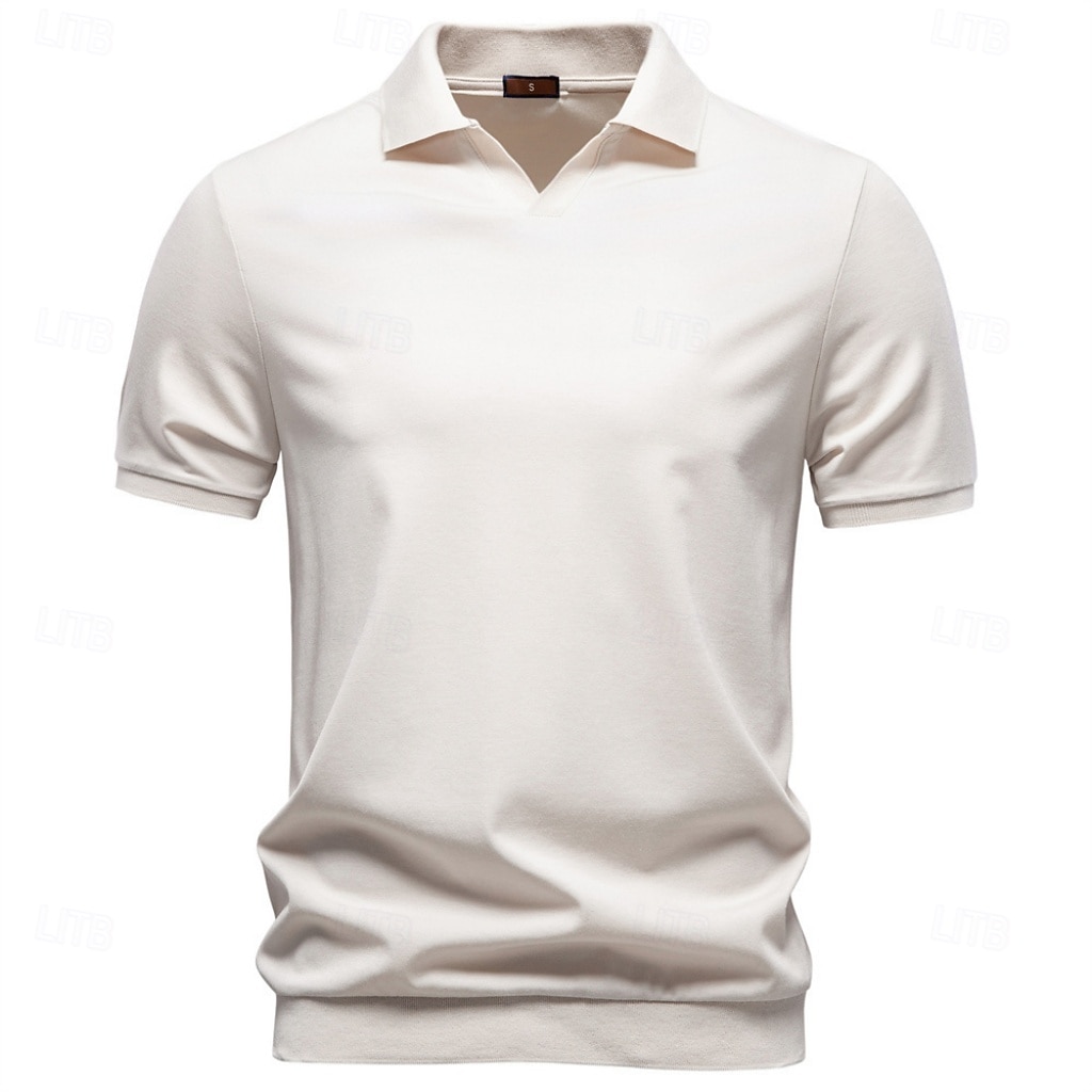 Bărbați Polo Tricouri polo Casual Stradă Rever Manșon scurt De Bază Modern Simplu Ușor Nasturi Vară Primăvară Fit regulat Albastru piscină Negru Alb Maro Bej Polo 2026 - $26.99 –P7