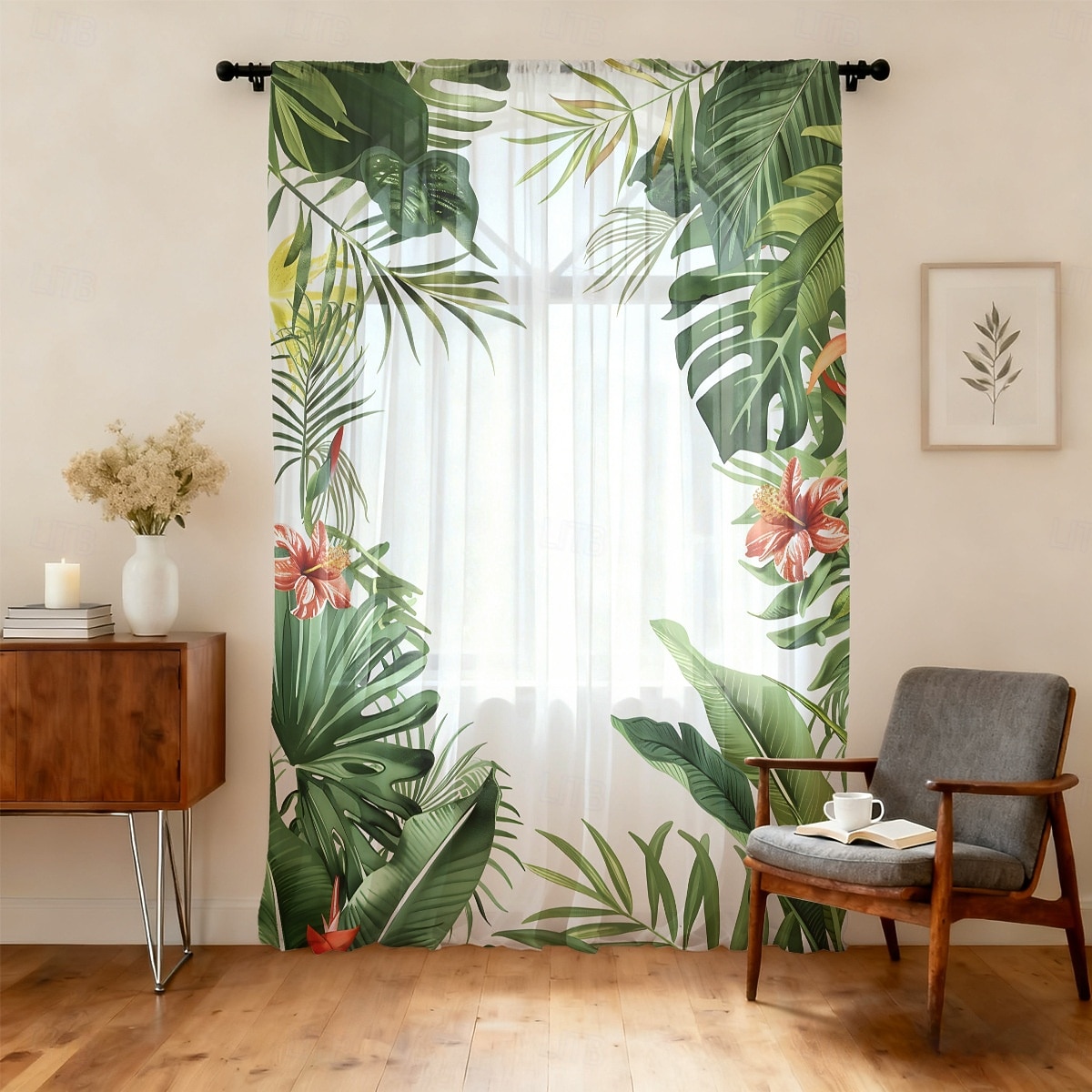 Tenda trasparente per finestre, adatta a tutte le stagioni, per camera da letto e soggiorno, con asta, motivo floreale dipinto a inchiostro, effetto morbido e nebbioso, elegante e leggera. del 2026 a $14.49 –P19