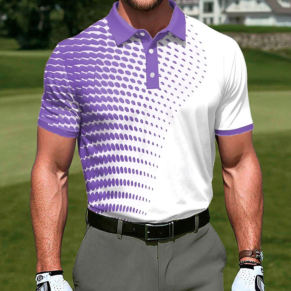Per uomo Geometrico Golf Polo Sportivi Manica Corta Magliette polo Camicie con Colletto Casual Athleisure Stampa 3D Bottoni Estate Primavera Blu Giallo Viola del 2026 a $22.99 –P2