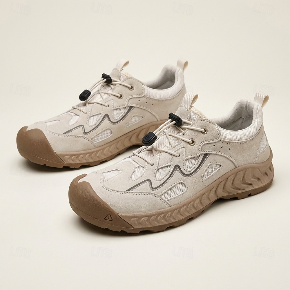 Men's Beige Outdoor Sneakers with Cutout Design and Lightweight Cushion Sole, Breathable Lace-Up Walking Shoes for Men, Ideal for Travel, Hiking, Outdoor Leisure and Everyday Casual Wear 2026 - $64.99 –P4