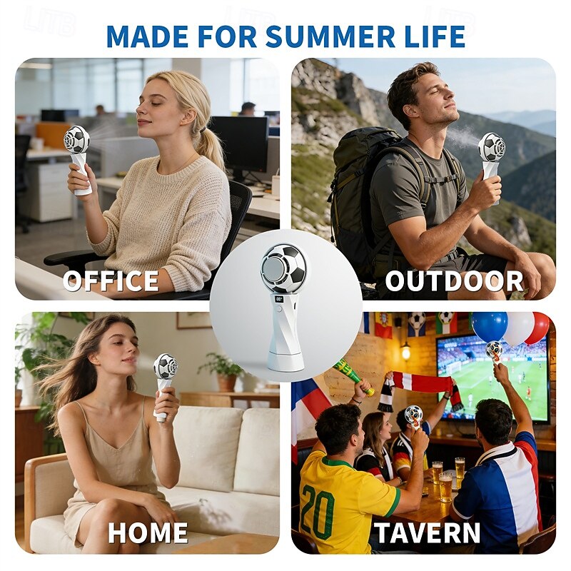 Soccer Handheld Fan, Portable Personal Mini Fan with LED Digital Display, USB-C Rechargeable Small Football Fan with Desk Base for Kids, Sports Fans, Travel, Office, Outdoor 2026 - $21.99 –P7