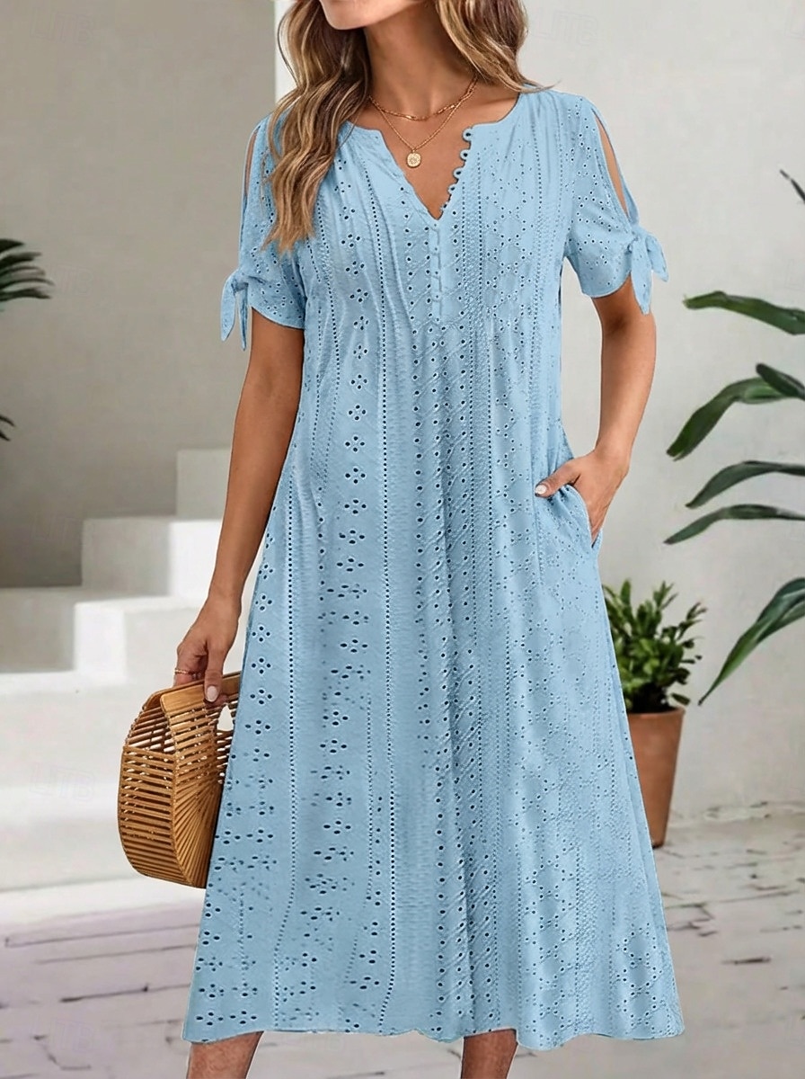 Γυναικεία Μίντι φόρεμα Φόρεμα Boho Φόρεμα σε γραμμή Α Καλοκαιρινό φόρεμα Φόρεμα με πλισέ Κομψό Μοντέρνα Μπόχο Causal Καθημερινά ΕΞΩΤΕΡΙΚΟΥ ΧΩΡΟΥ Χαλαρή Εφαρμογή Σκέτο Κοντομάνικο Λαιμόκοψη V 2026 - $26.99 –P4