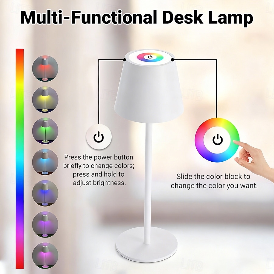 LED Reading Desk Lamp New Modern French Style Eye-Friendly  Rechargeable, RGB, Long Battery Life, Home Use, Living Room & Bedroom, Touch Dimming & Color Adjustment, Ambient Light Decorative Accent, 2026 - $23.99 –P4