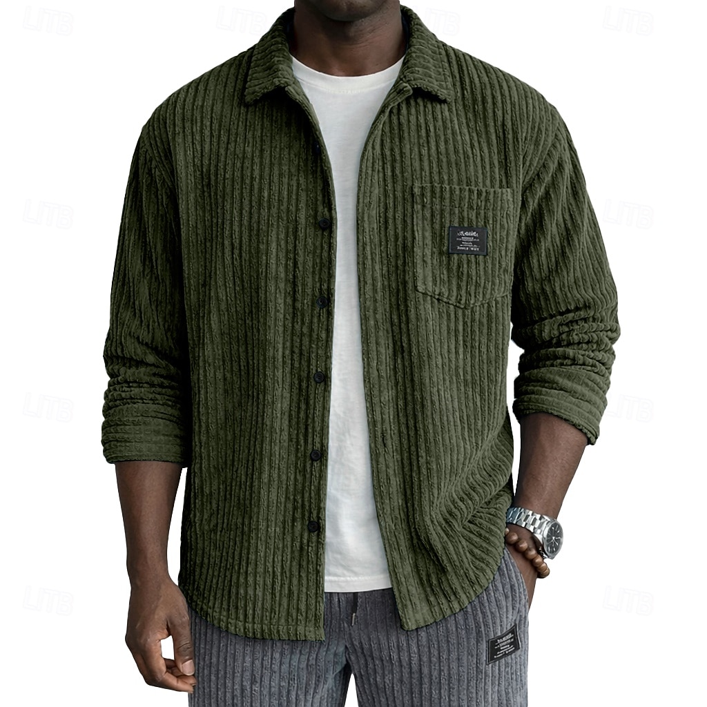 Herr Skjorta Casual skjorta Manchesterskjorta Knapp upp skjorta Svart Vit Vinröd Marinblå Khaki grön Långärmad Slät Tröjkrage Ledigt Dagligen Framficka Kläder Elegant Mode Ledigt 2026 - $26.99 –P8