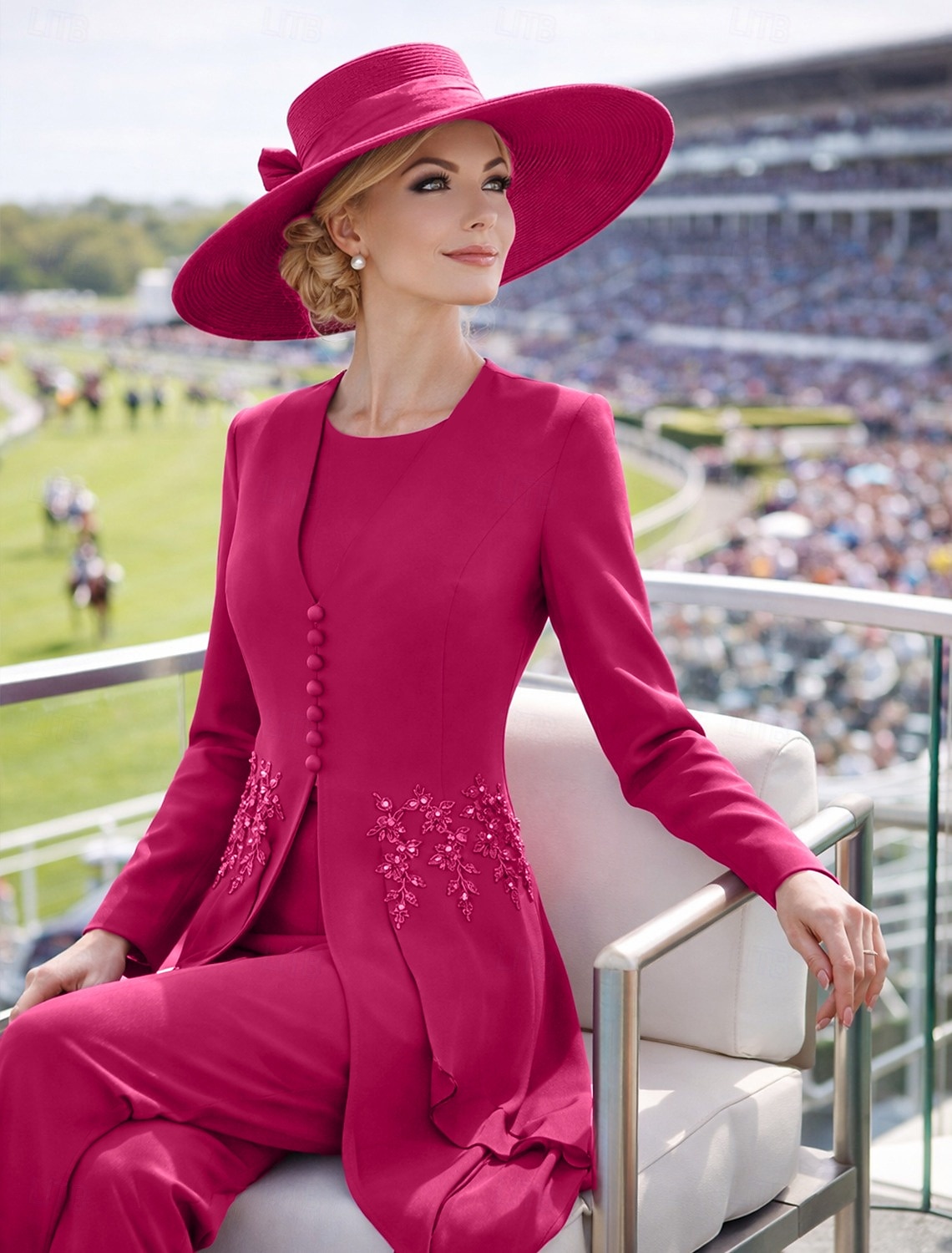 3 Piece Ankle Length Mother of the Bride Dress Long Sleeve Scoop Neck Elegant Vintage Wedding Guest Semi Formal Chiffon Lace with Appliques 2026 - $206.99 –P2