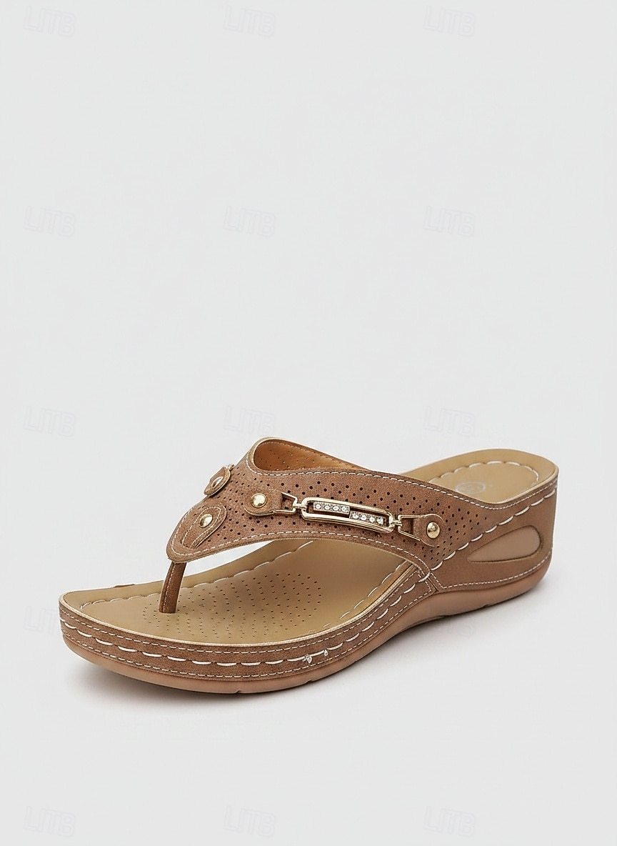 kvinnors komfortkil-thongsandaler, vadderade platåsandaler för sommarstrandpromenader 2026 - $24.99 –P5