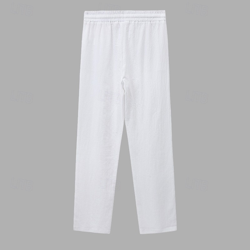 Women's Cotton Linen Pants Summer Pants Pants Trousers Vacation Basic Casual Daily Full Length Natural Plain Drawstring Front Pocket Comfort Breathability Comfortable Inelastic Daily Going out Weekend 2026 - $22.99 –P4